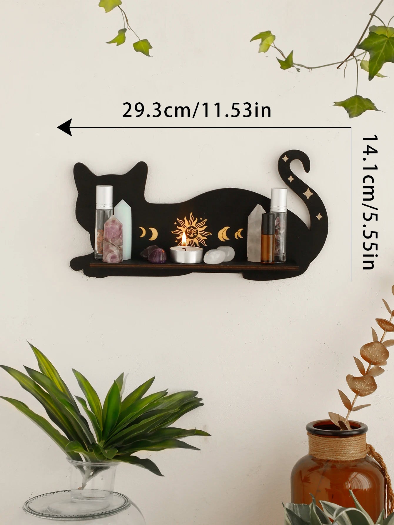 Black Cat Shaped Crystal Shelves