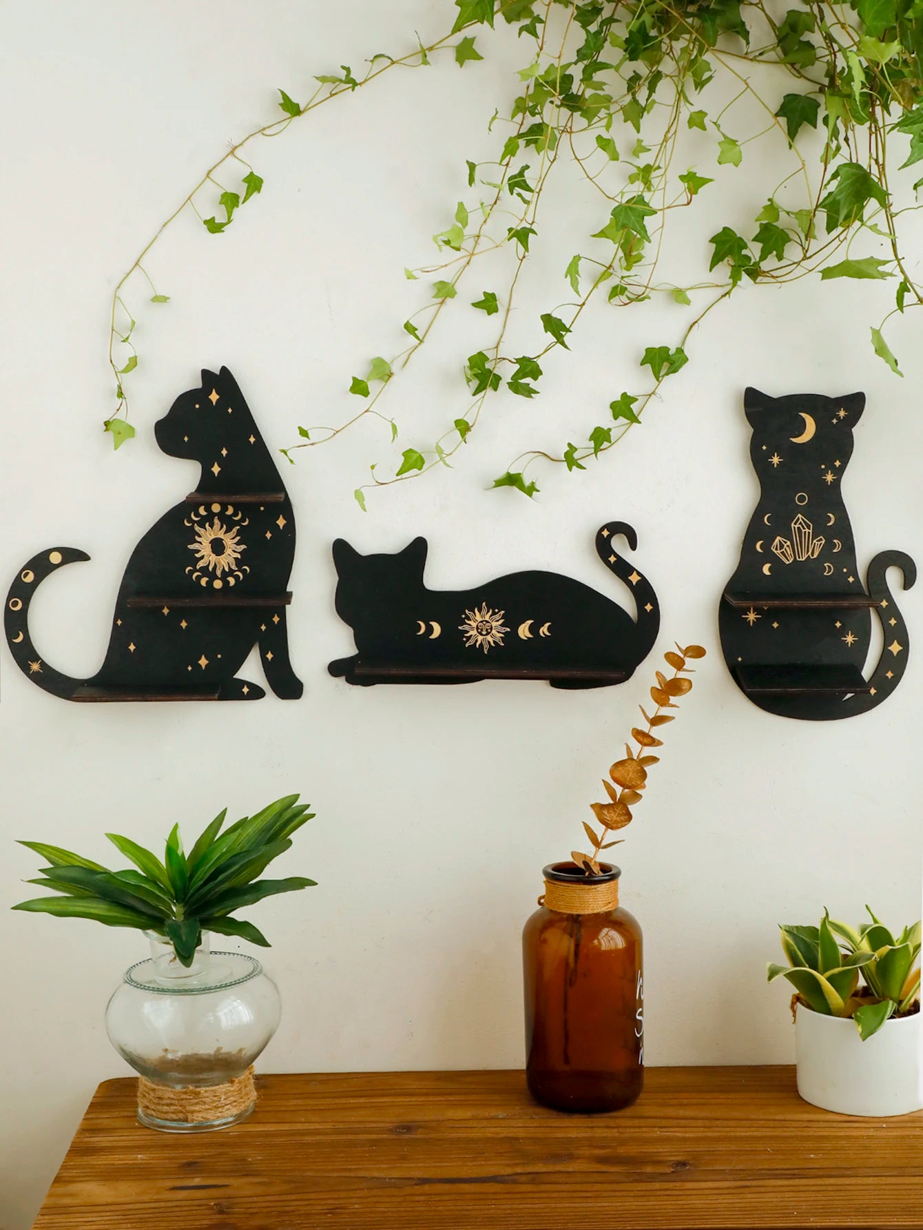 Black Cat Shaped Crystal Shelves