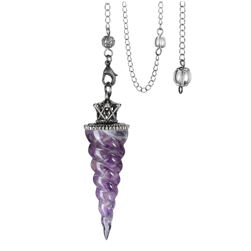 7 Chakra, Aquamarine, Amethyst & Obsidian Pendulum