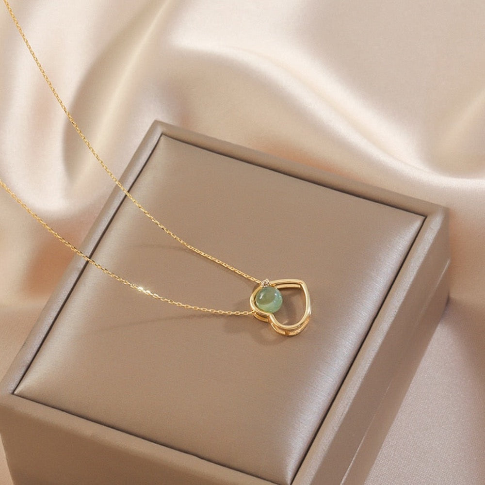 Golden Heart Jade Necklace