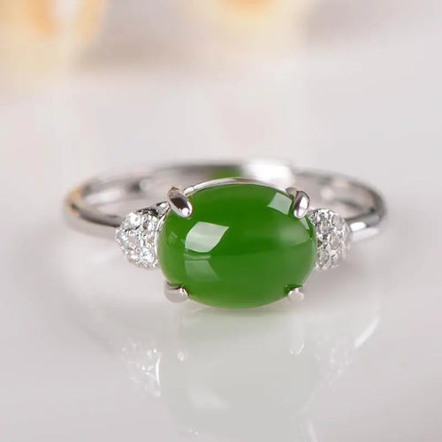 Hetian Jade Ring in Luxury 925 Silver