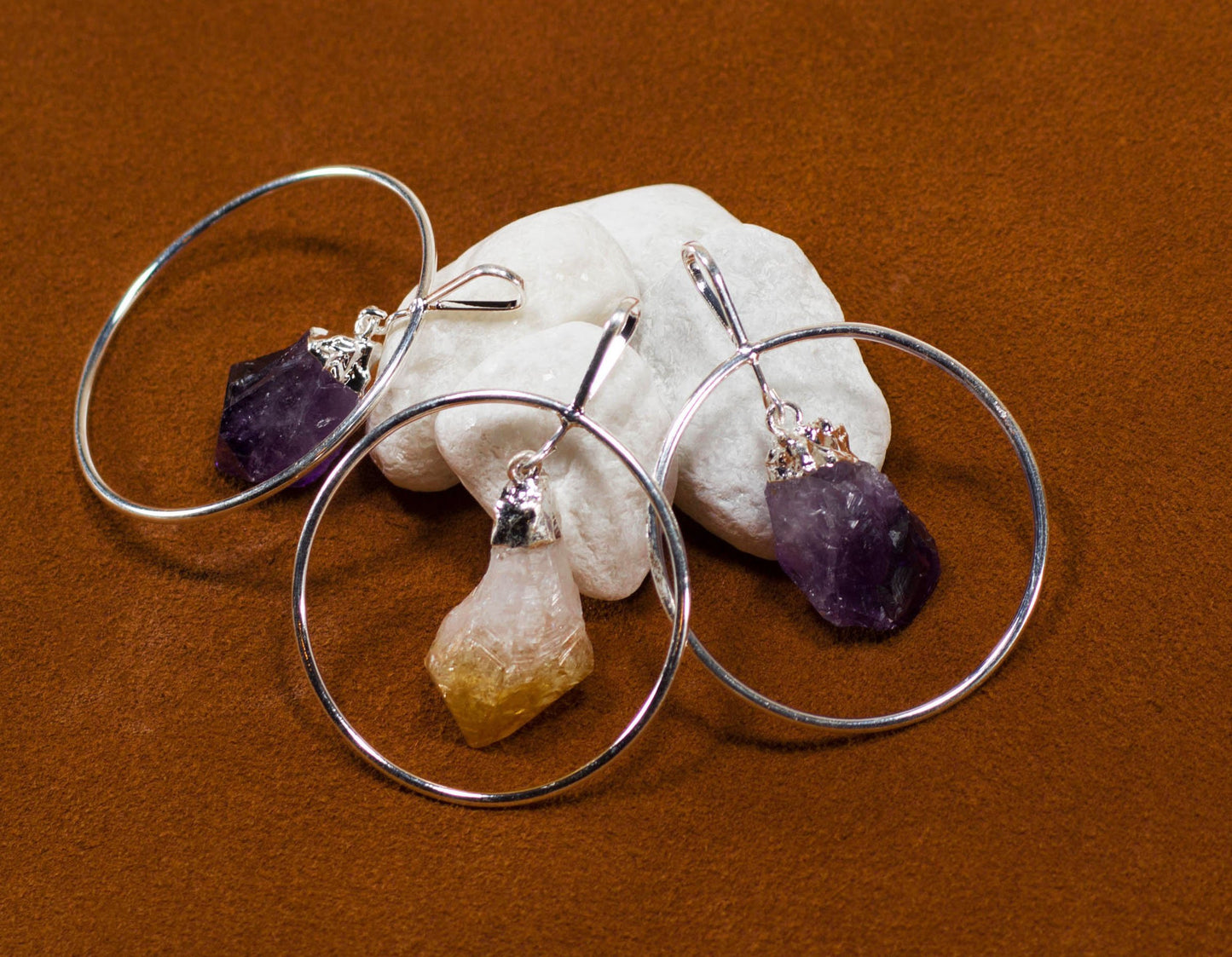 Beak Pendants - Citrine, Amethyst