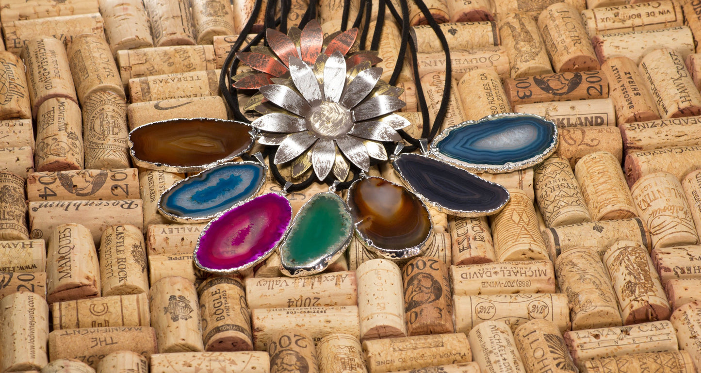 Agate Slice on Leather Necklace