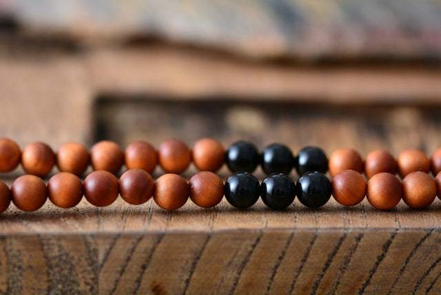 Bohemian Wooden Mala Necklace – 108 Beads | 8MM