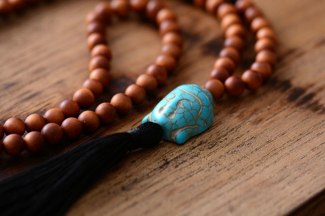 Bohemian Wooden Mala Necklace – 108 Beads | 8MM