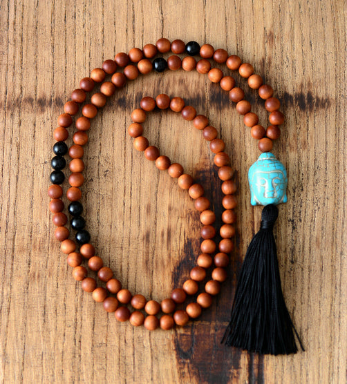 Bohemian Wooden Mala Necklace – 108 Beads | 8MM