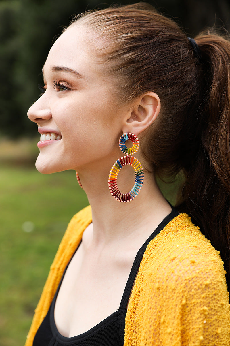 Raffia Hoop Statement Earrings