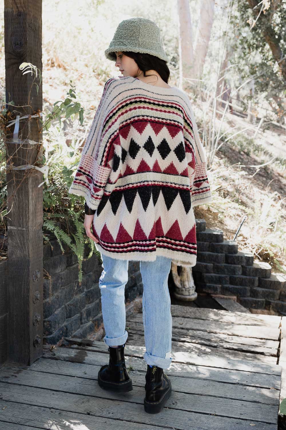 Faux Hair Aztec Pocket Ruana Boho