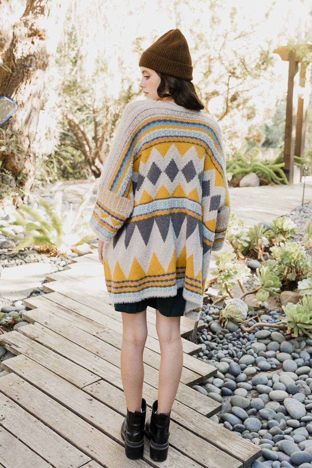 Faux Hair Aztec Pocket Ruana Boho