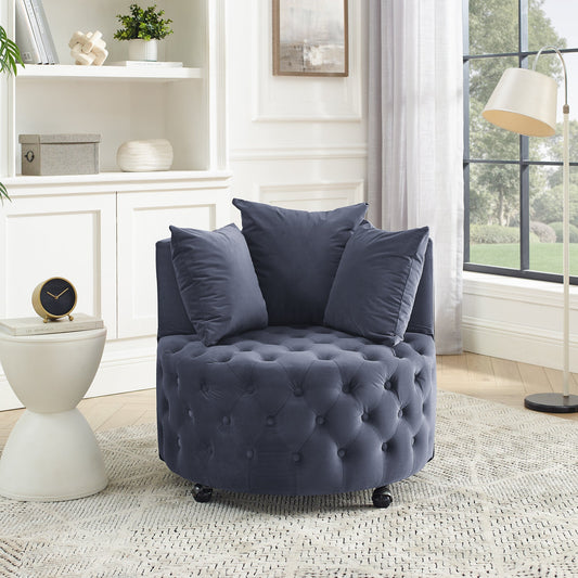 Bohemian Velvet Upholstered Swivel Chair