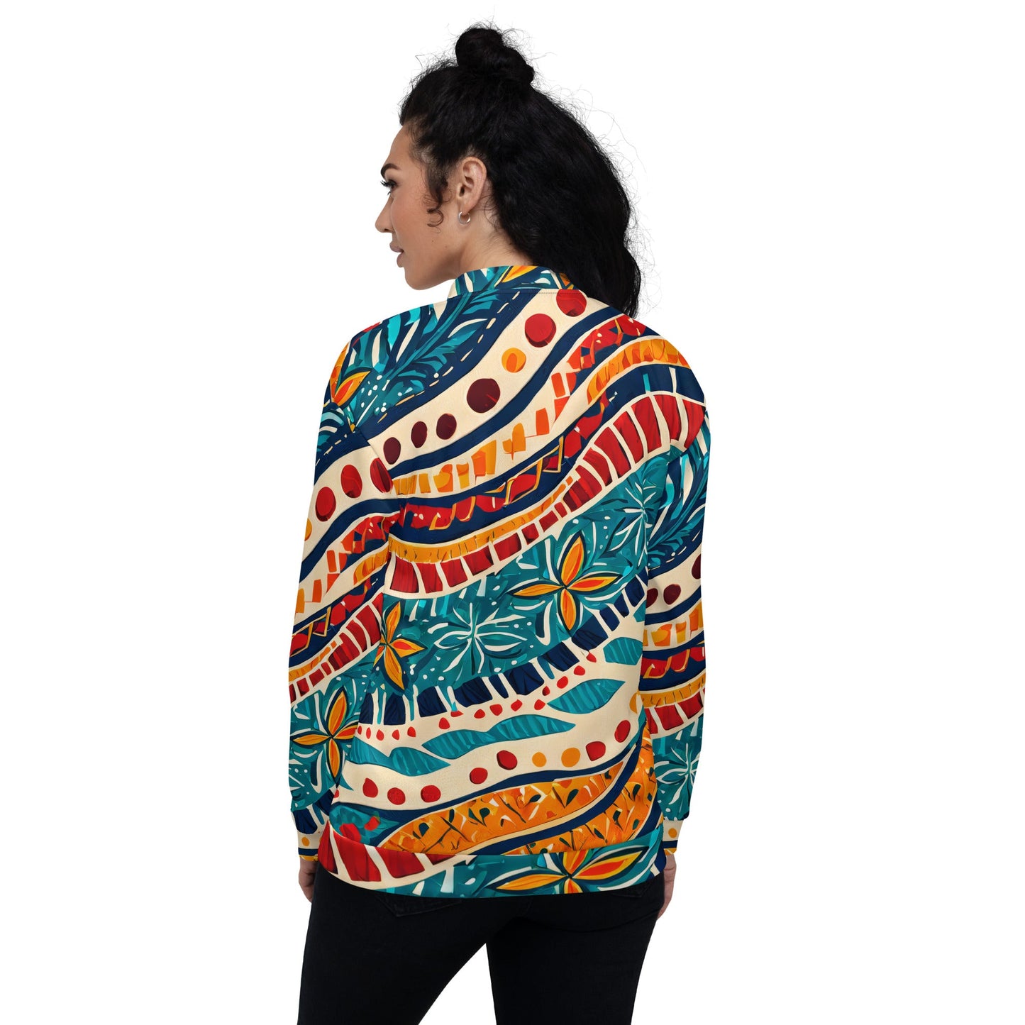 Women's Bomber Jacket, Boho Floral Print