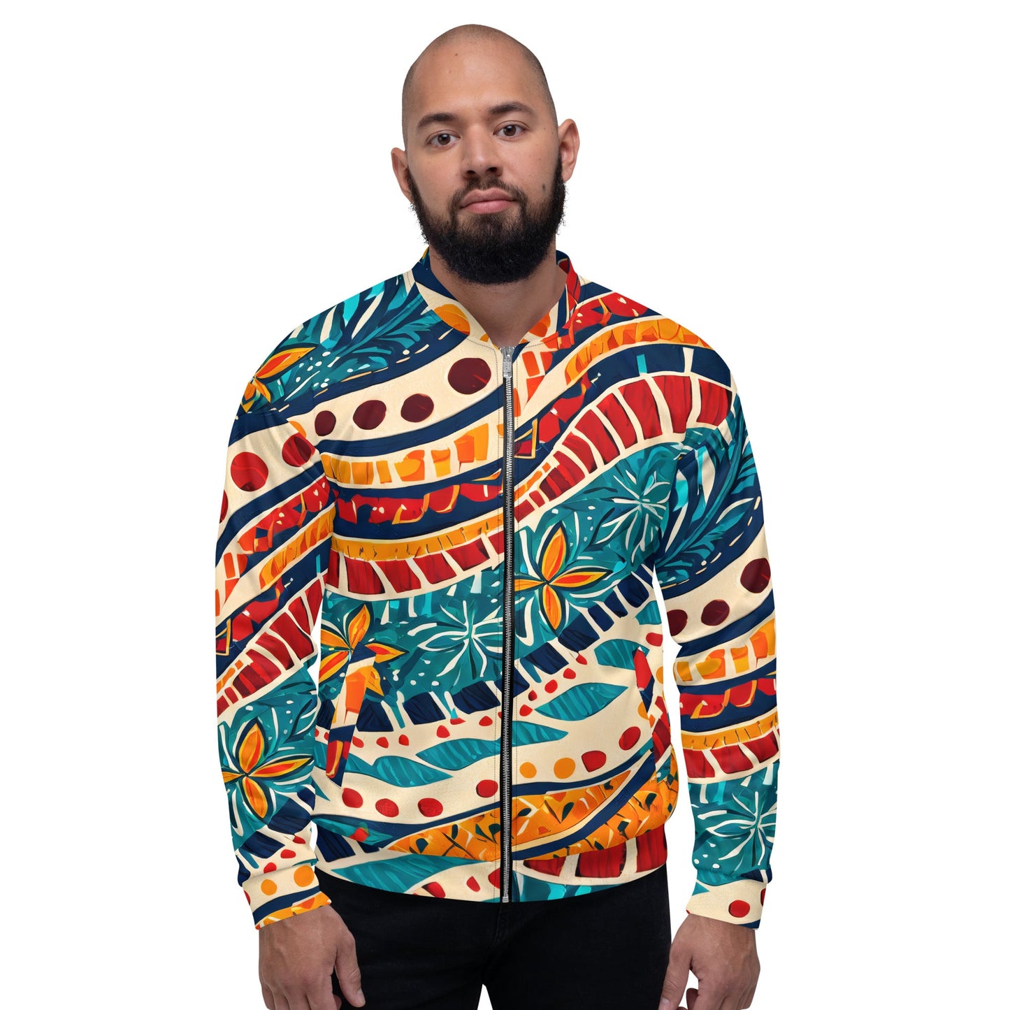 Men's Bomber Jacket, Boho Floral Print