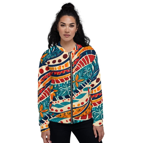 Women's Bomber Jacket, Boho Floral Print