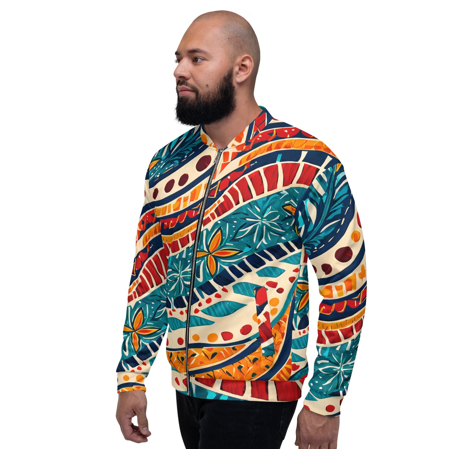 Men's Bomber Jacket, Boho Floral Print