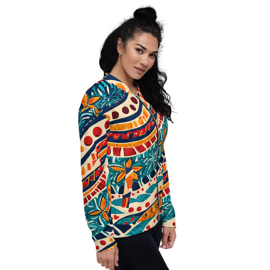 Women's Bomber Jacket, Boho Floral Print