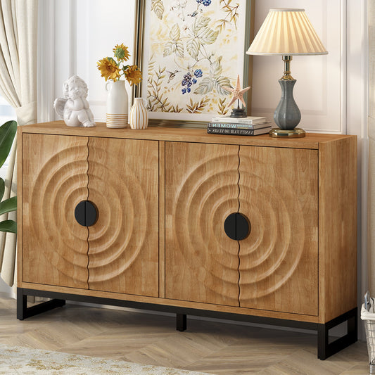 Bohemian Storage Cabinet Sideboard with Stunning Water Ripple Door