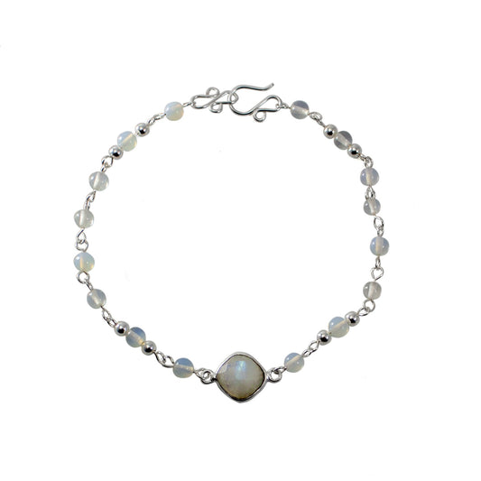 Rainbow Moonstone & Opalite Chain Bracelet