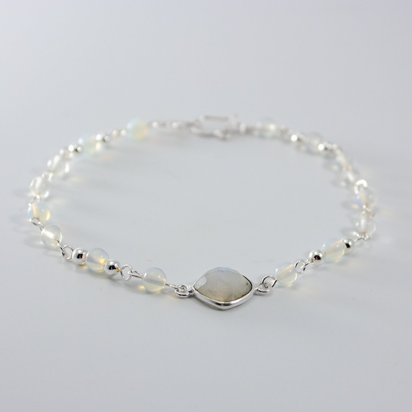 Rainbow Moonstone & Opalite Chain Bracelet