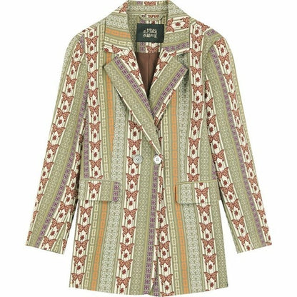 Butterfly Print Single Breasted Boho Jacket