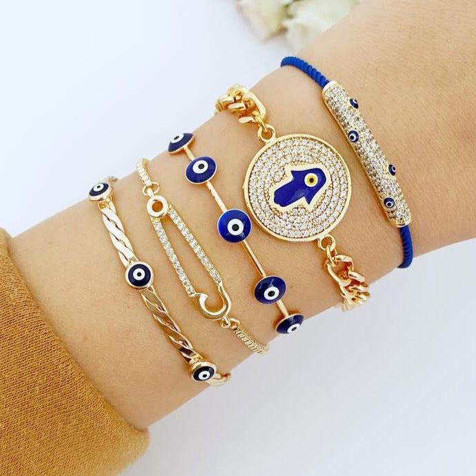 Blue Evil Eye Bracelet Set