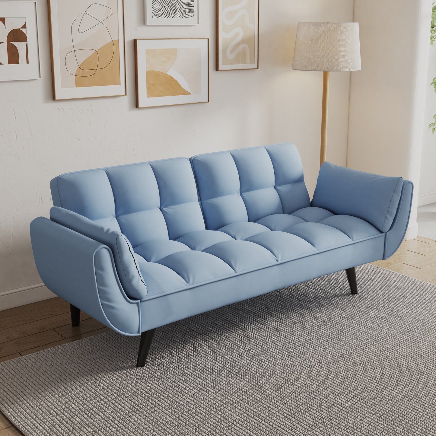 Blue Velvet Boho Sofa