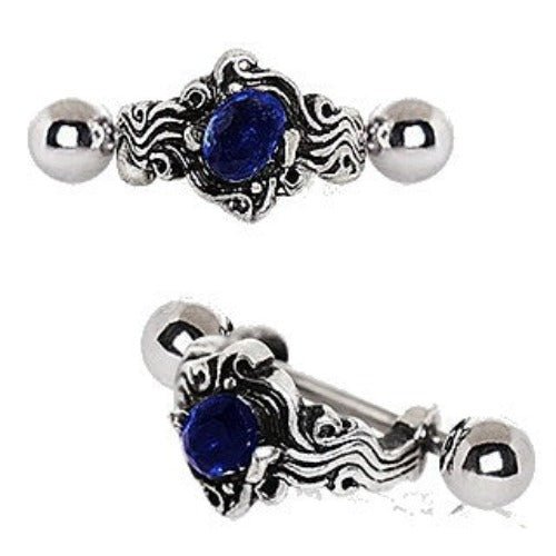 Sapphire Blue Wave Cartilage Cuff Earring