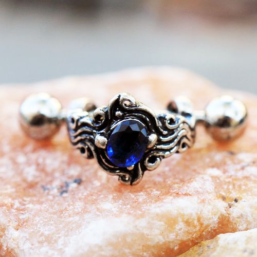 Sapphire Blue Wave Cartilage Cuff Earring