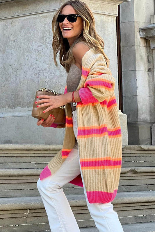 Stripe Ribbed Boho Cardigan