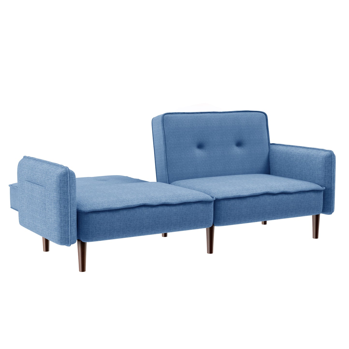 Bohemian-Inspired Blue Fabric Futon Sofa Bed