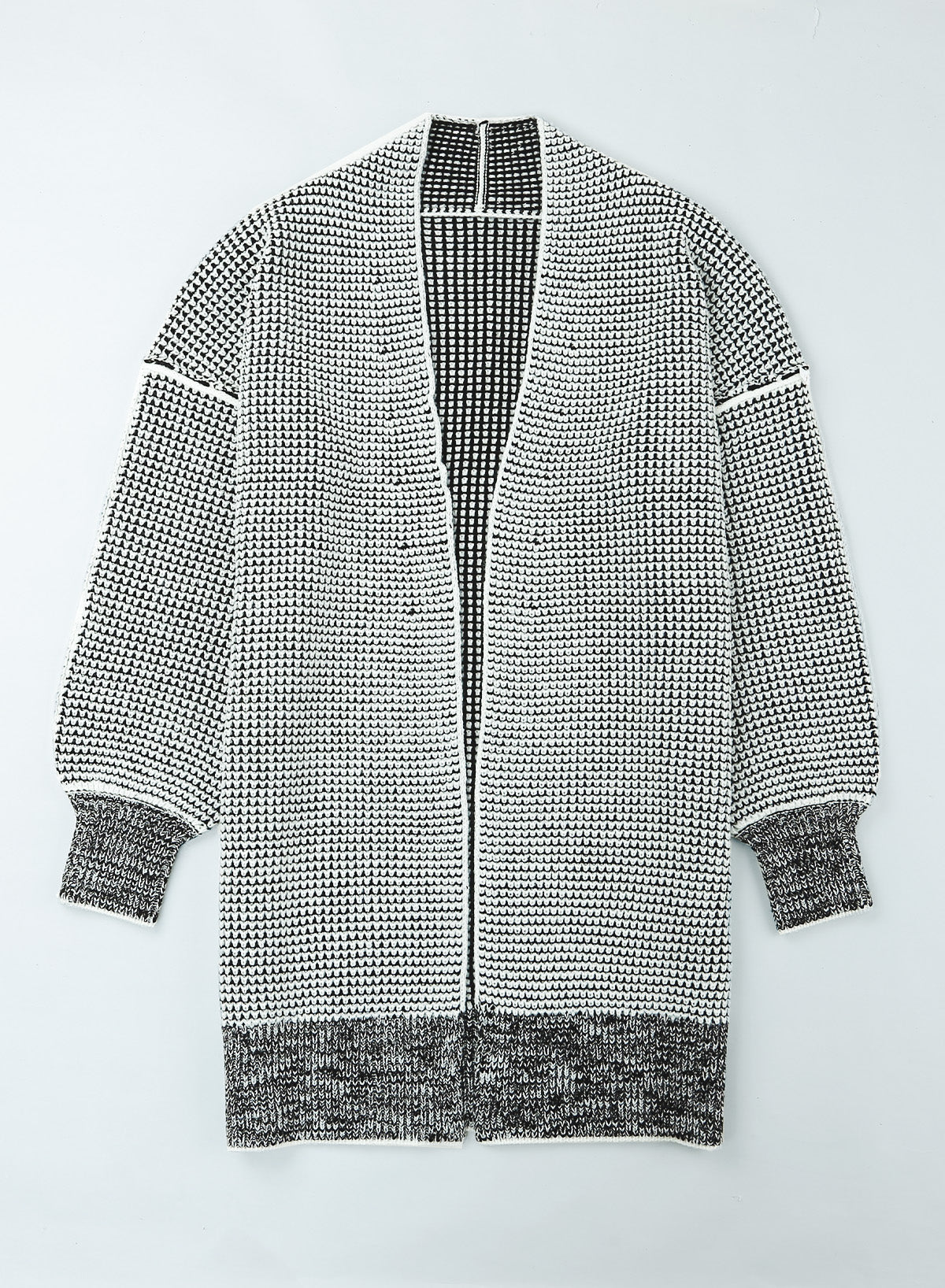 Gray Plaid Knitted Boho Cardigan