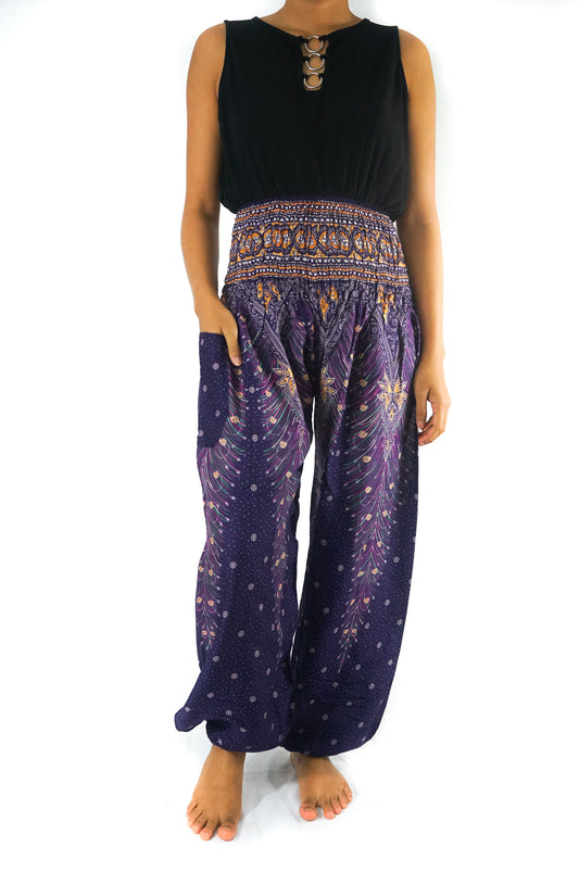 Purple Peacock Harem Boho Pants