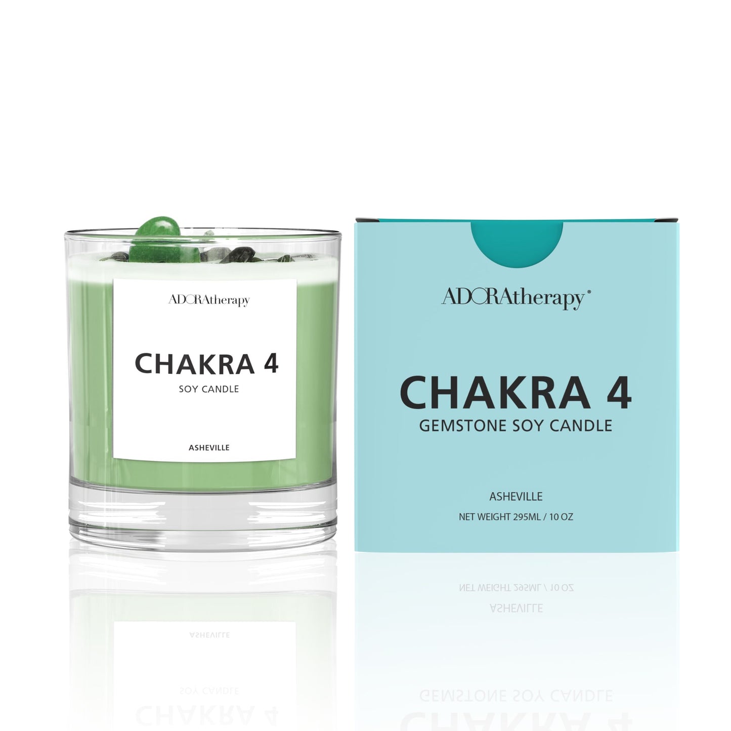 Chakra 4 Soy Candle with Aventurine Gemstones