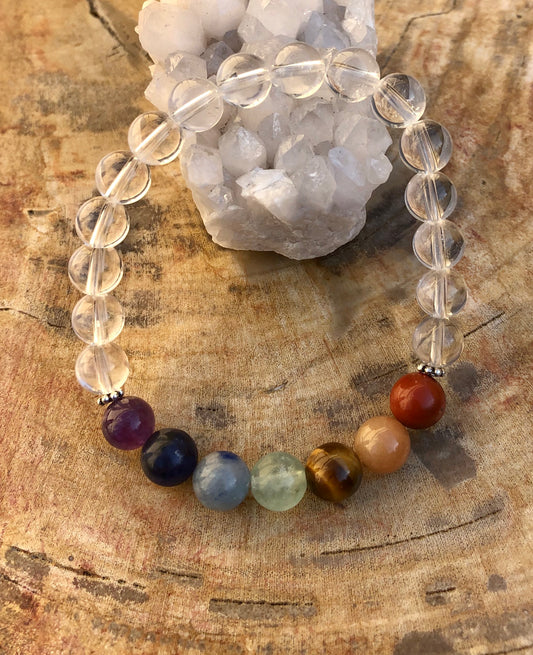 Chakra & Crystal Quartz Stretch Bracelet