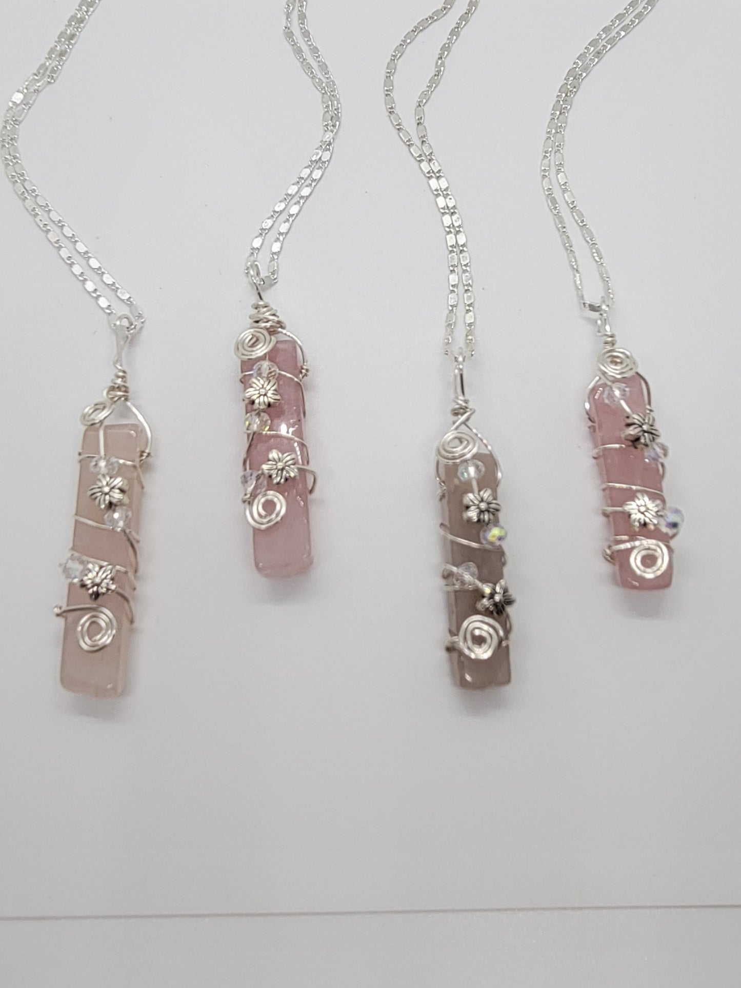 Rose Quartz Floral Boho Necklace