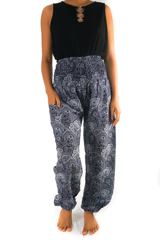 Black Paisley Boho Pants