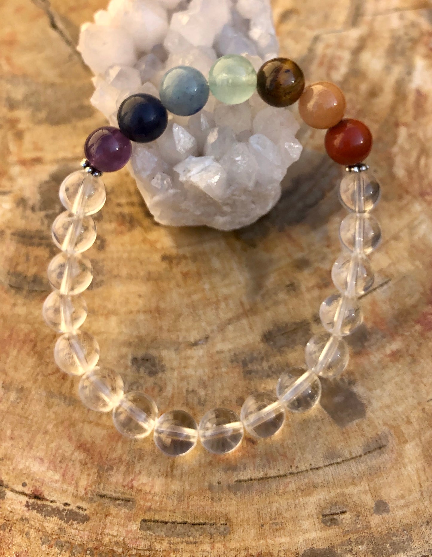 Chakra & Crystal Quartz Stretch Bracelet