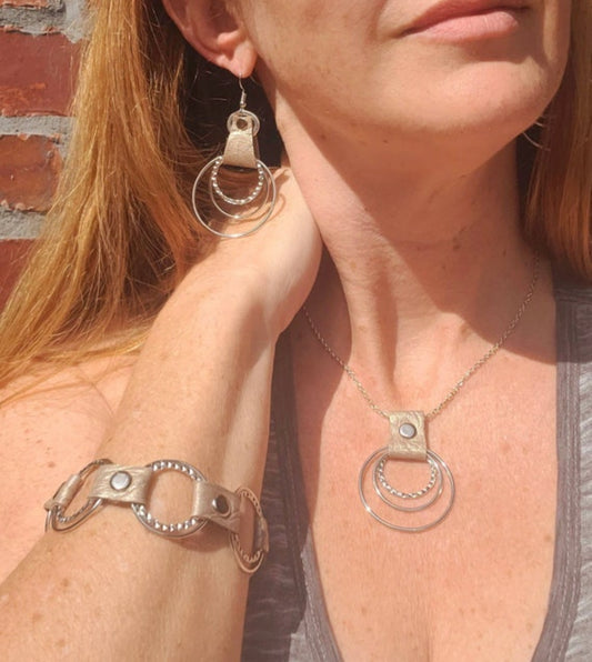 Leather Metal Boho Jewelry Set