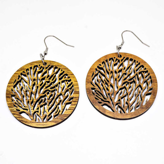 Handmade Koa Wood Tree Of Life Earrings