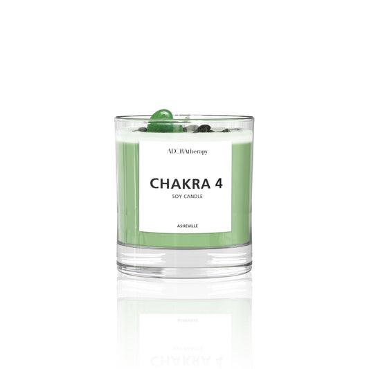 Chakra 4 Soy Candle with Aventurine Gemstones