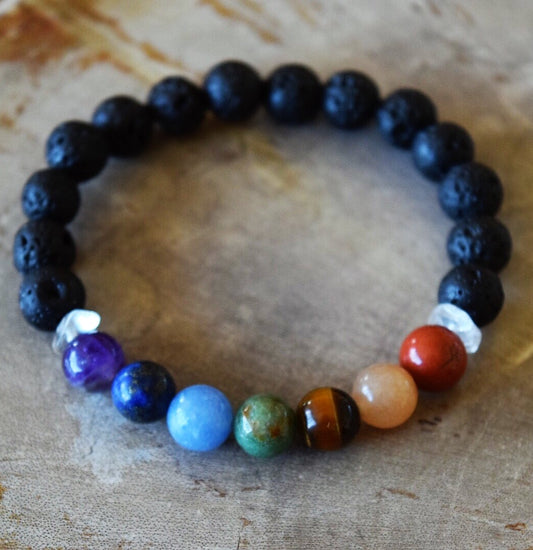 Aromatherapy Chakra Diffuser Bracelet with Genuine Gemstones