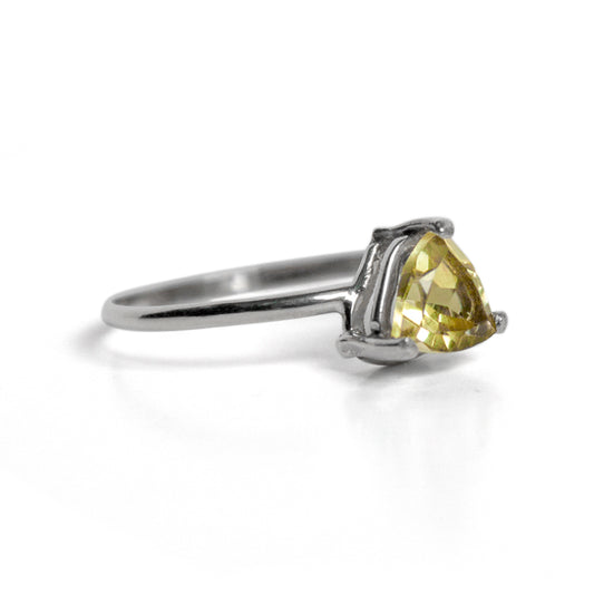 Lemon Topaz Trillion Solitaire Ring