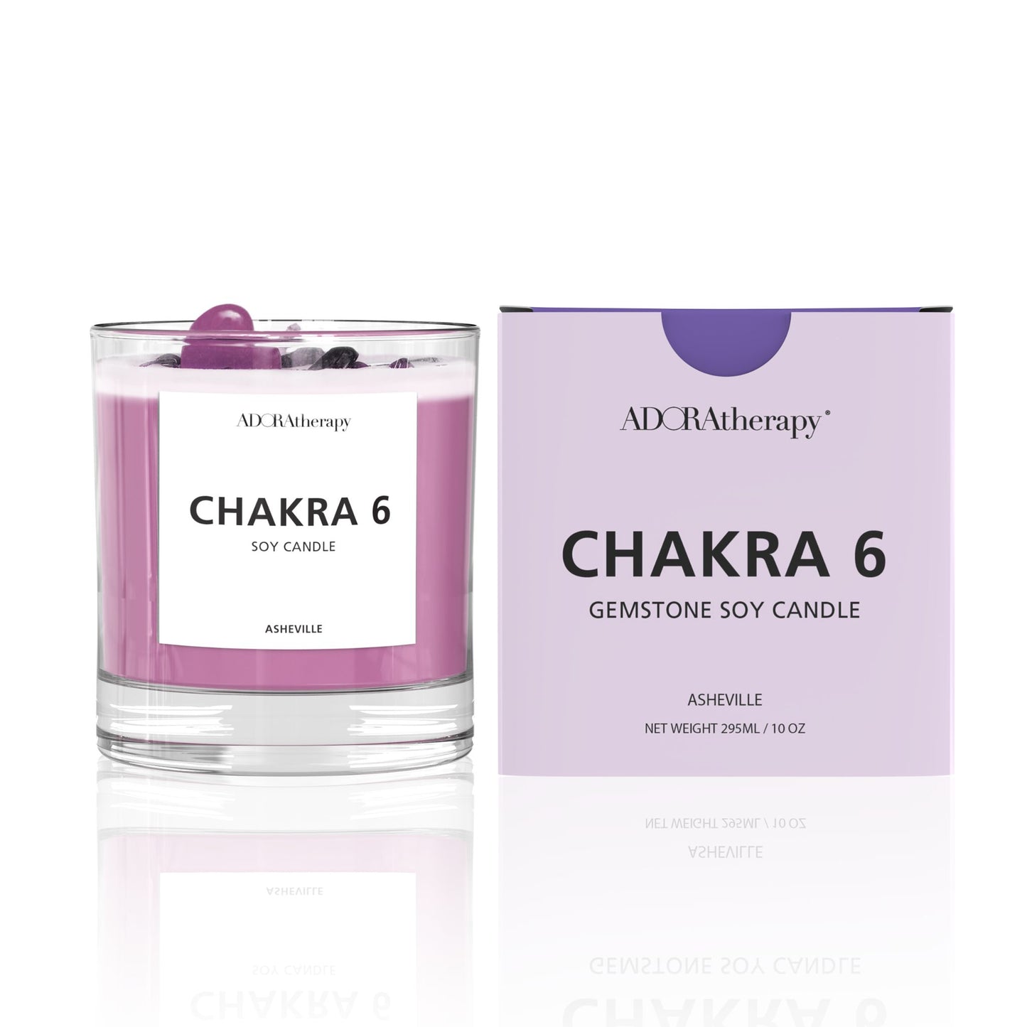 Chakra 6 Soy Candle with Amethyst & Tourmaline Gemstones