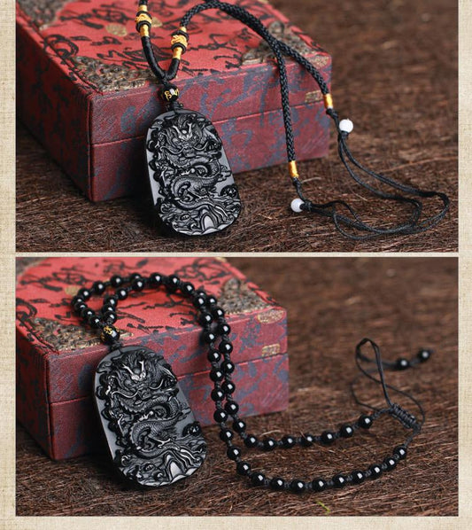 Dragon Black Obsidian Necklace