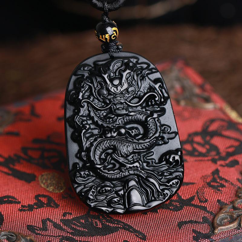 Dragon Black Obsidian Necklace