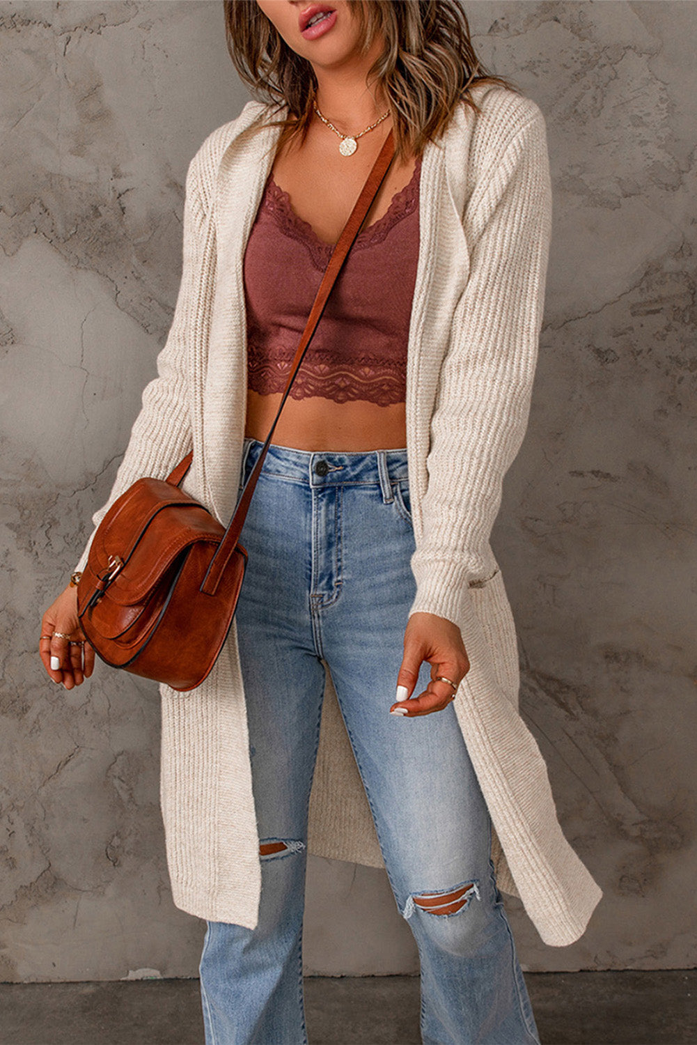 Hooded Knitted Cardigan