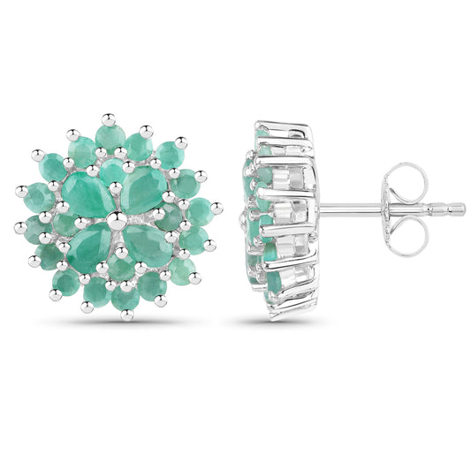 Genuine Emerald Stud Earrings