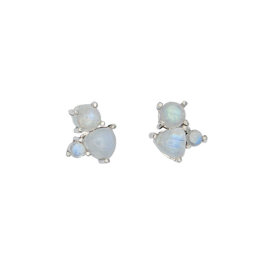 Rainbow Moonstone Cluster Earrings