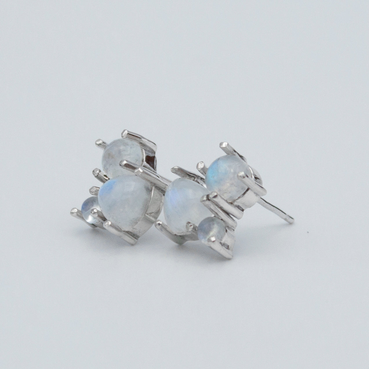 Rainbow Moonstone Cluster Earrings