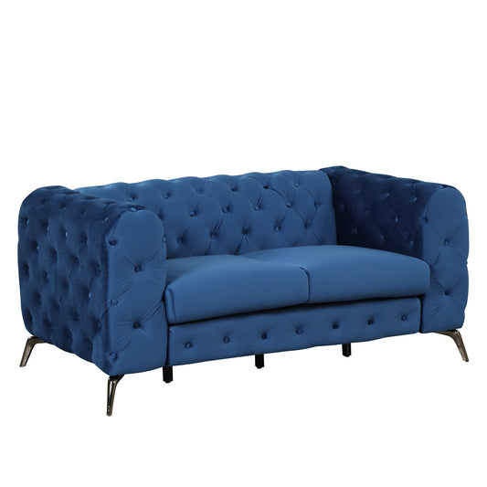 Velvet Upholstered Loveseat Couch with Button Tufting