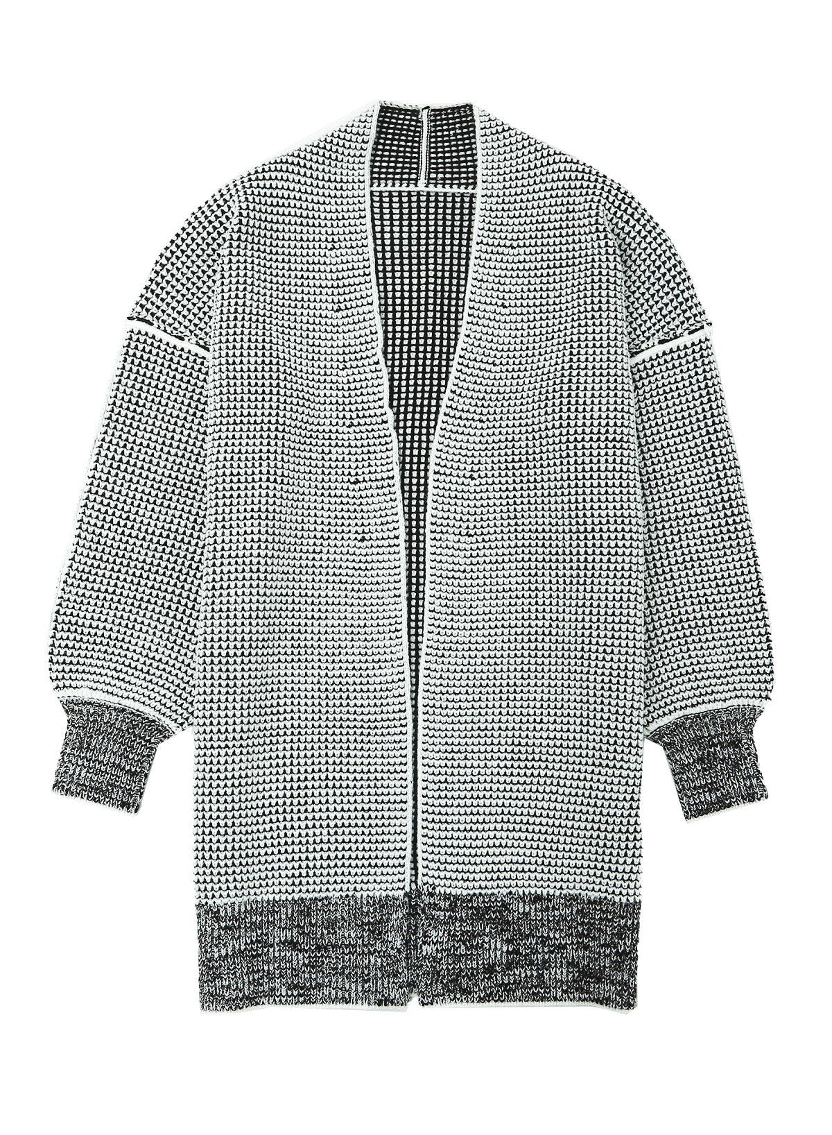 Gray Plaid Knitted Boho Cardigan